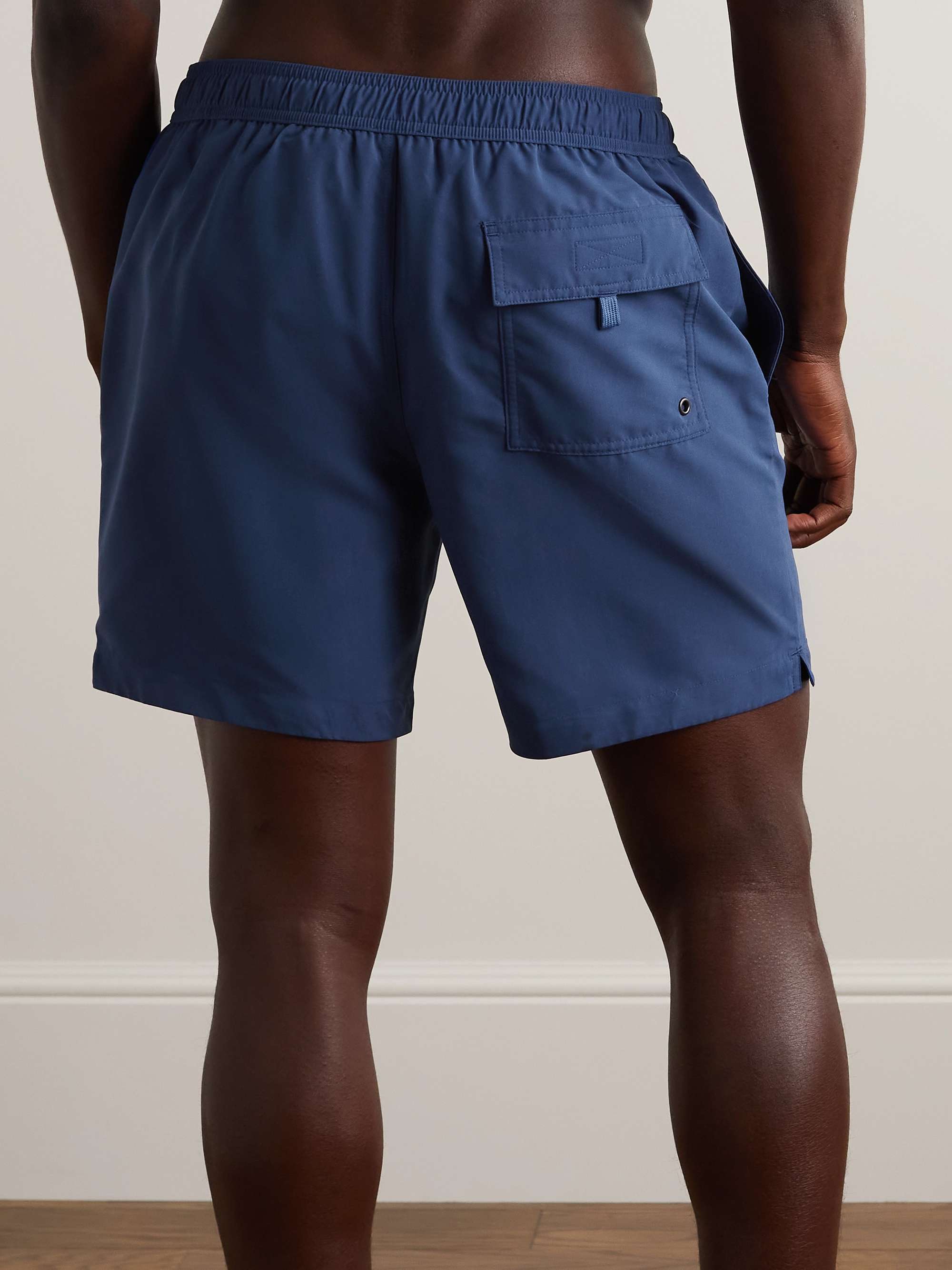 BURBERRY Straight-Leg Long-Length Logo-Print Swim Shorts for Men | MR ...