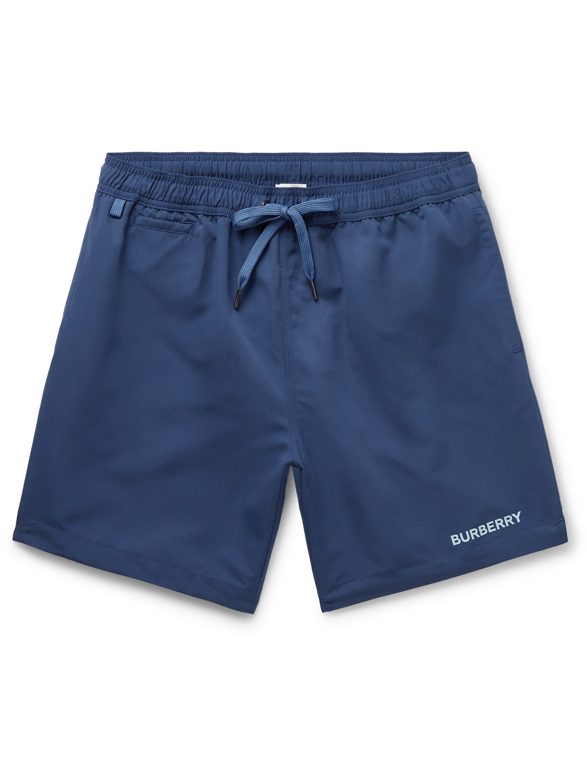 Burberry Straight-leg Long-length Logo-print Swim Shorts In Blue