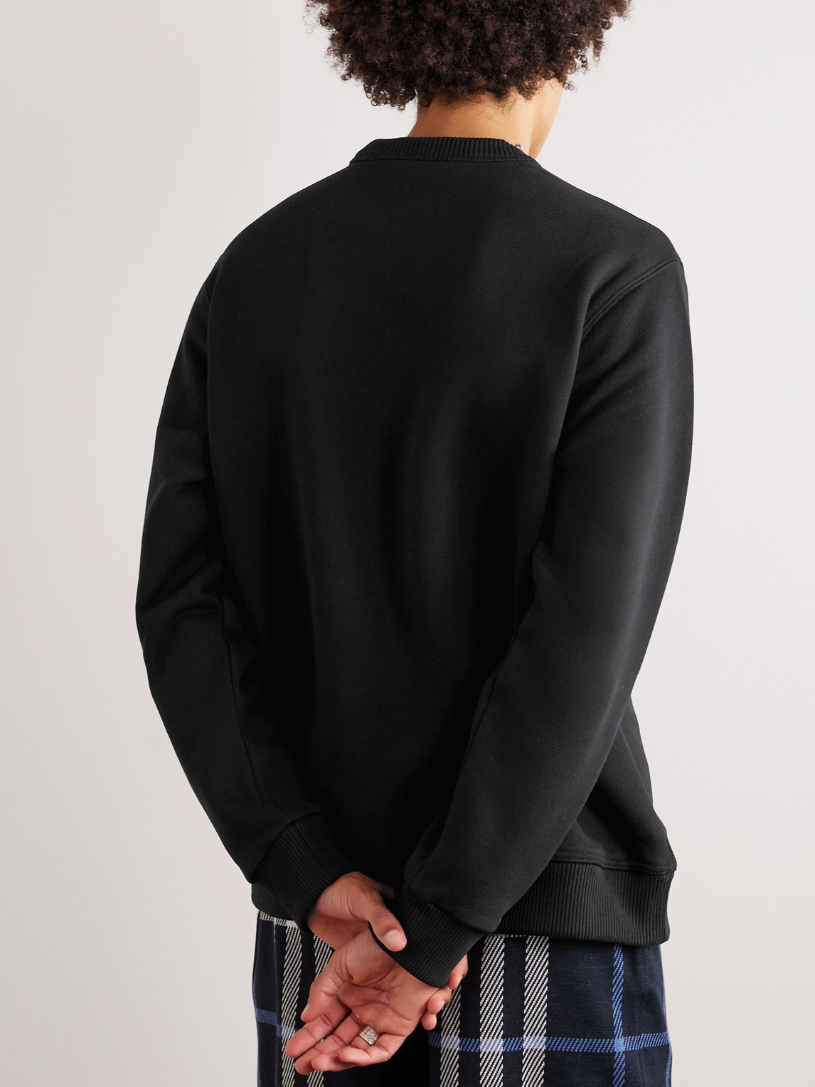 Shop Burberry Logo-embroidered Cotton-jersey Sweatshirt In Black