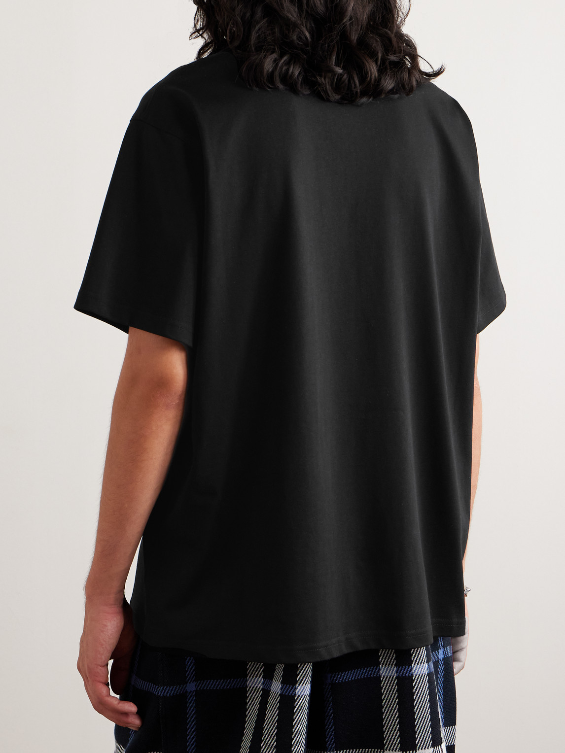 Shop Burberry Logo-embroidered Cotton-jersey T-shirt In Black