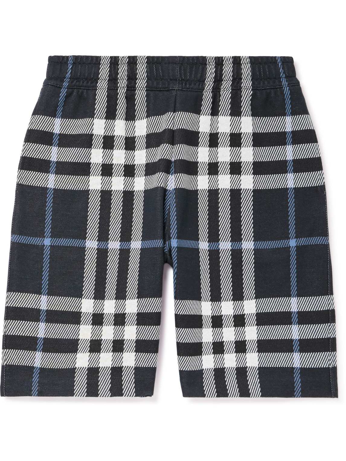Shop Burberry Straight-leg Checked Cotton Drawstring Shorts In Blue