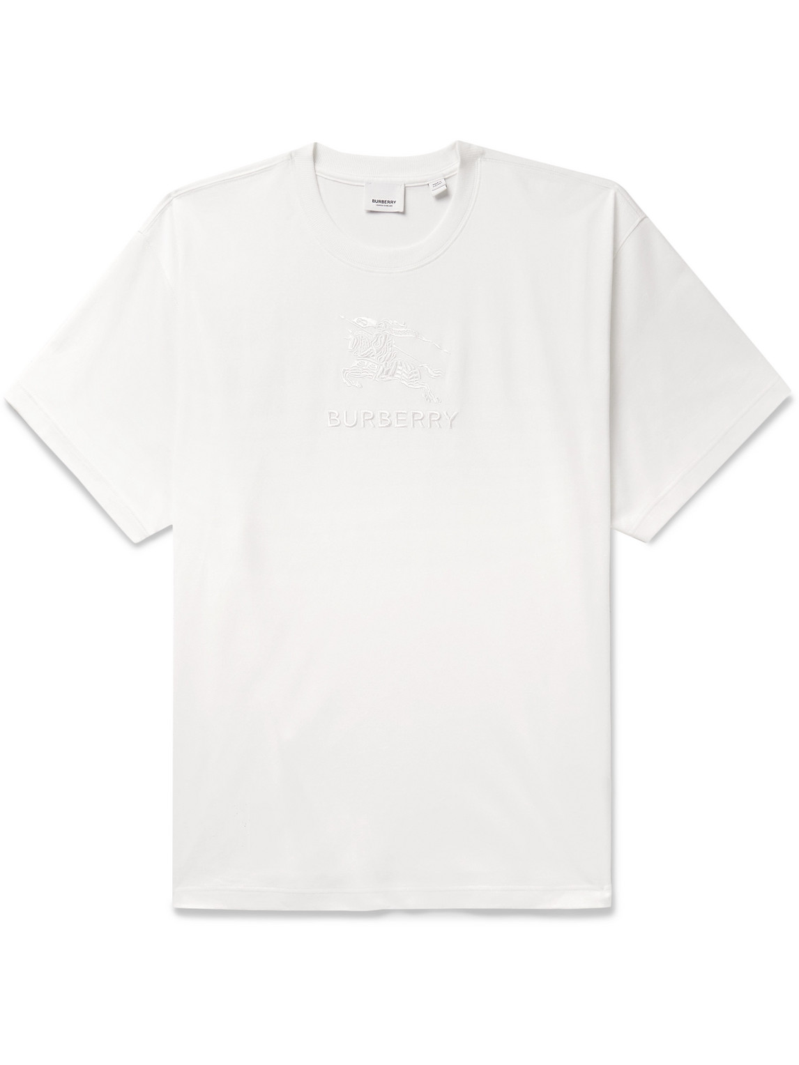 Burberry Logo-embroidered Cotton-jersey T-shirt In White