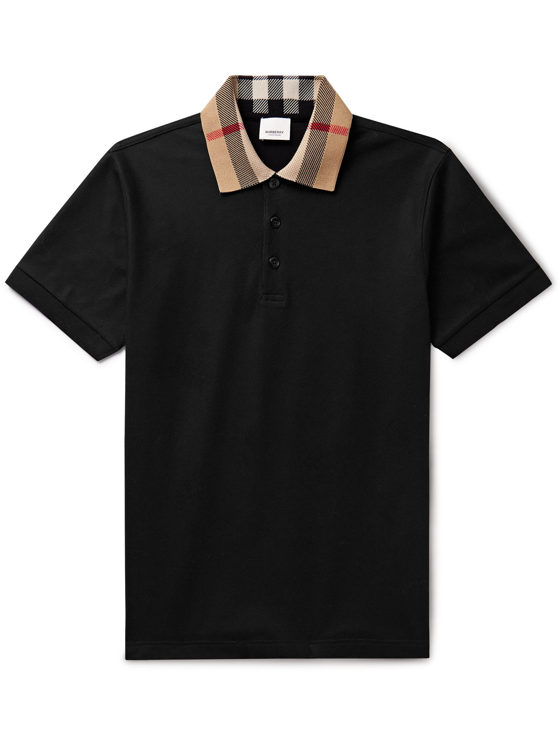 Burberry Cody Polo Shirt With Check Collar In Blue