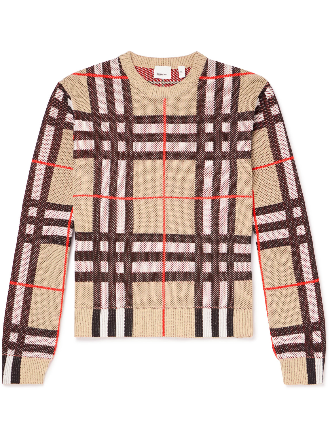 Shop Burberry Checked Piqué Sweater In Neutrals