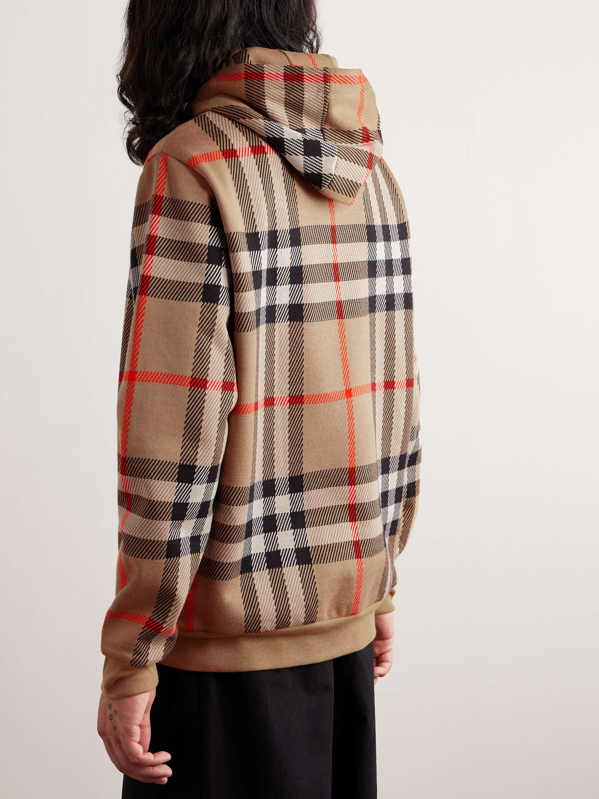 BURBERRY Checked Cotton-Jacquard Hoodie for Men | MR PORTER