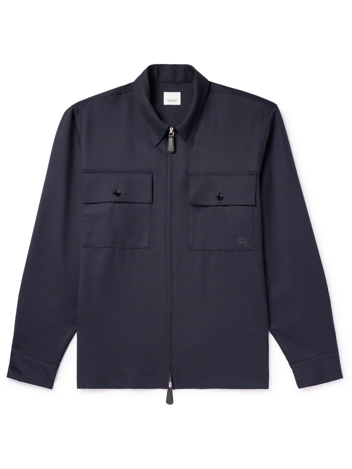 Burberry Flap-pocket Wool Shirt In Blue