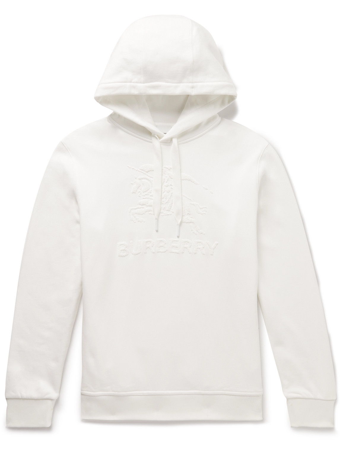 Burberry Terry-trimmed Cotton-jersey Hoodie In White