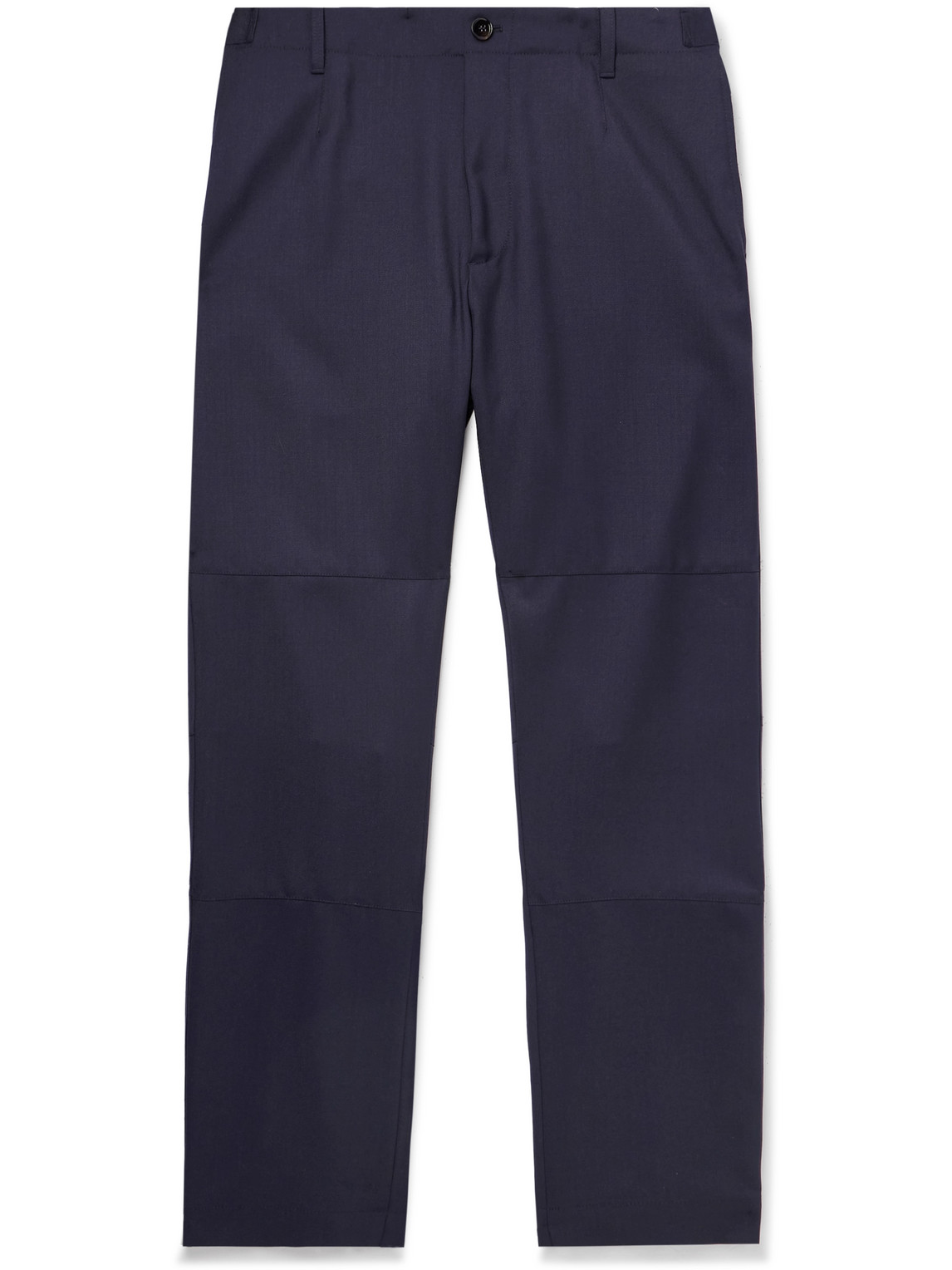 Burberry Straight-leg Panelled Wool Trousers In Blue
