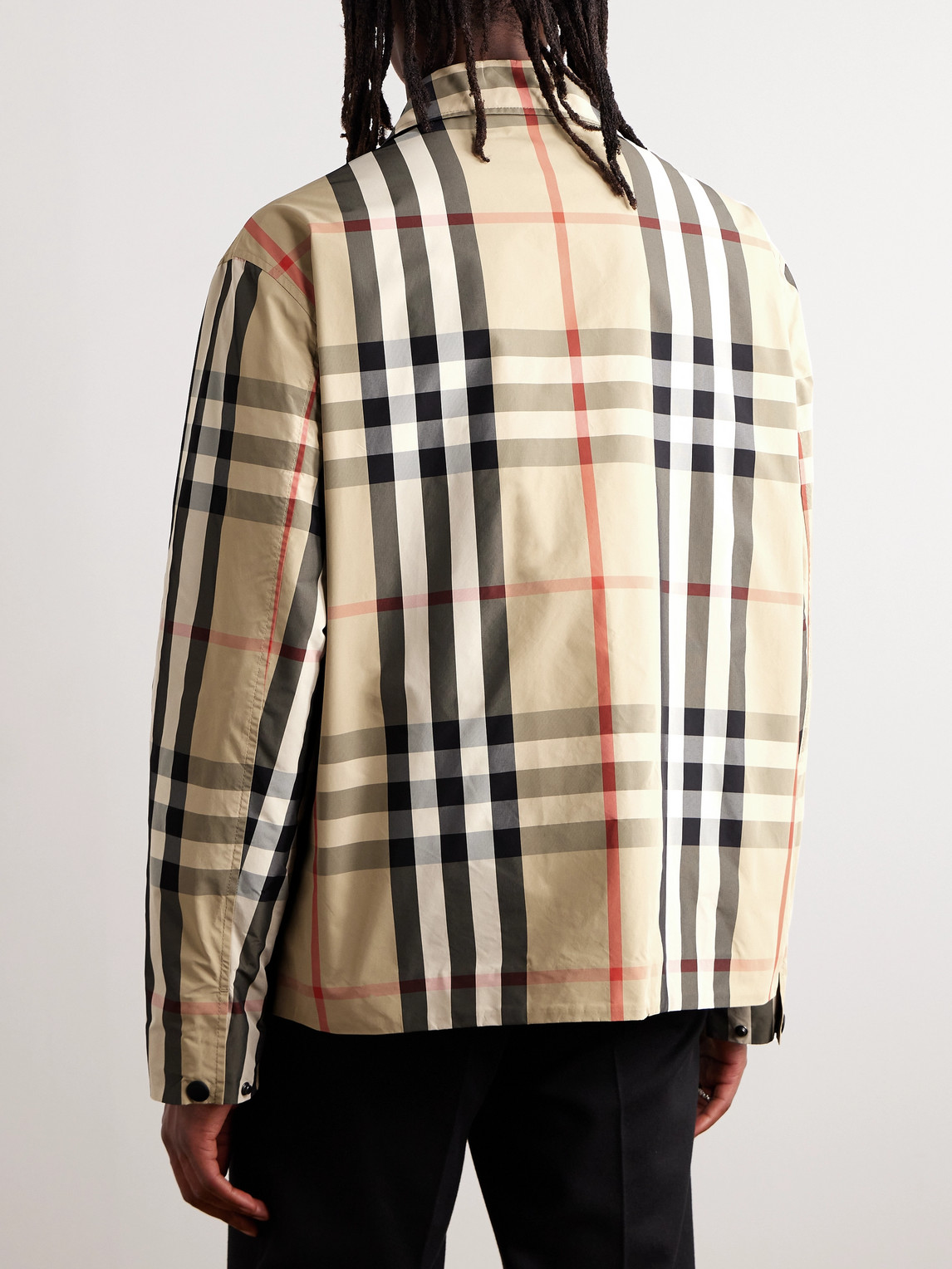 Shop Burberry Checked Shell Coach Jacket In Neutrals