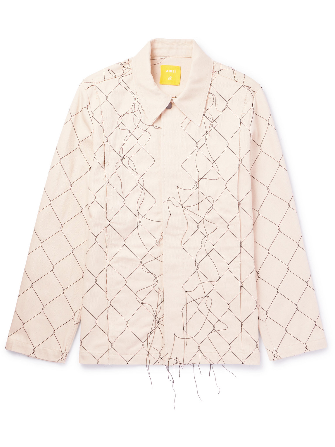 Airei Embroidered Organic Denim Jacket In Neutrals