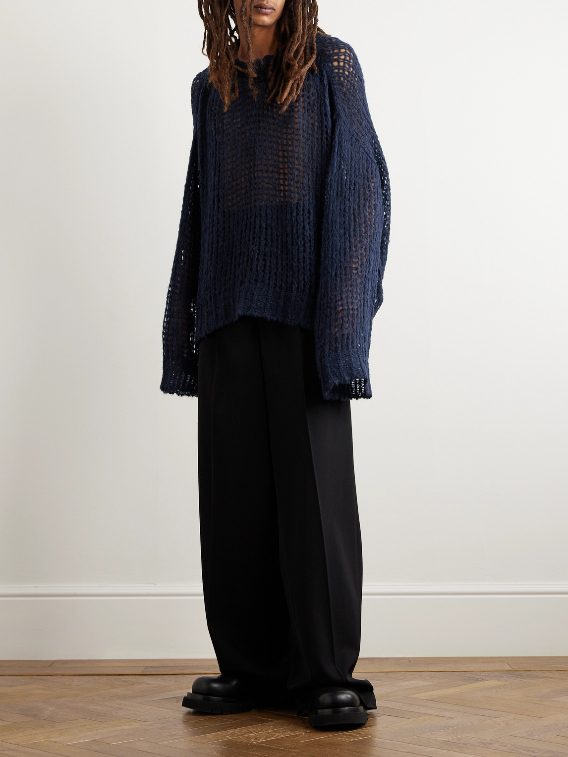 AIREI - Crocheted Alpaca-Blend Sweater - Curated Menswear