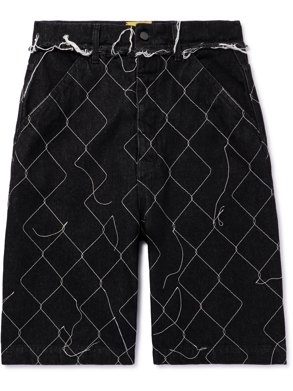 Straight-Leg Embroidered Organic Denim Shorts
