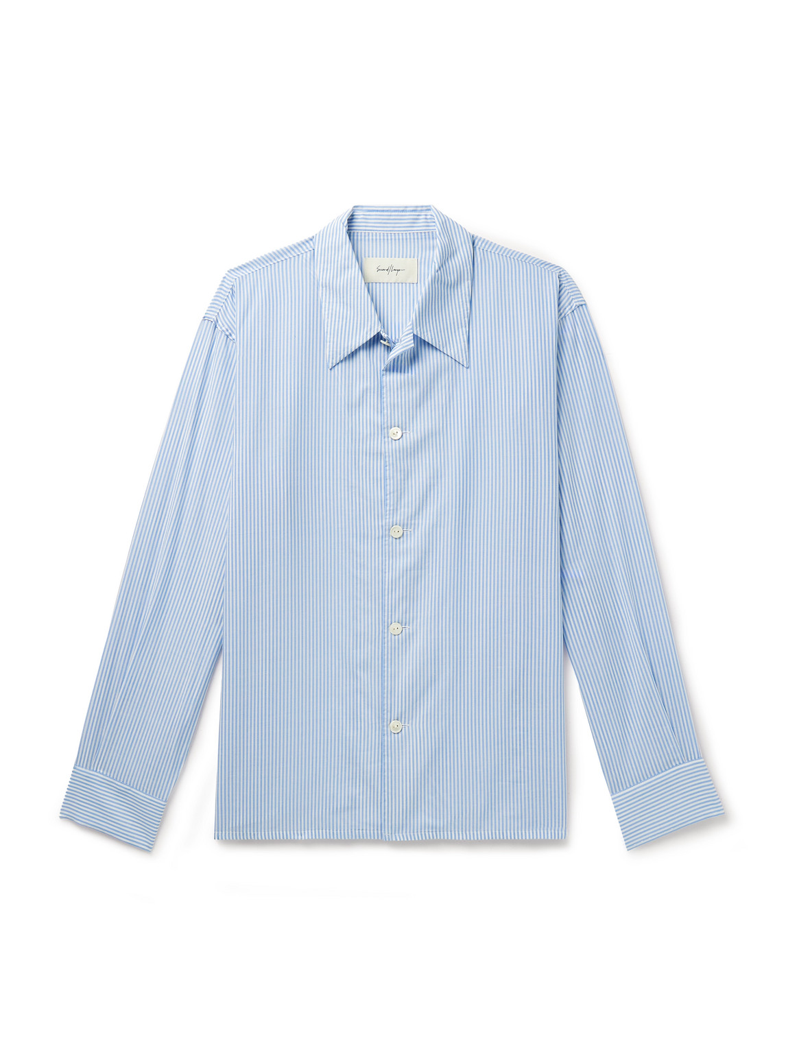 Second / Layer Striped Cotton-blend Poplin Shirt In Blue