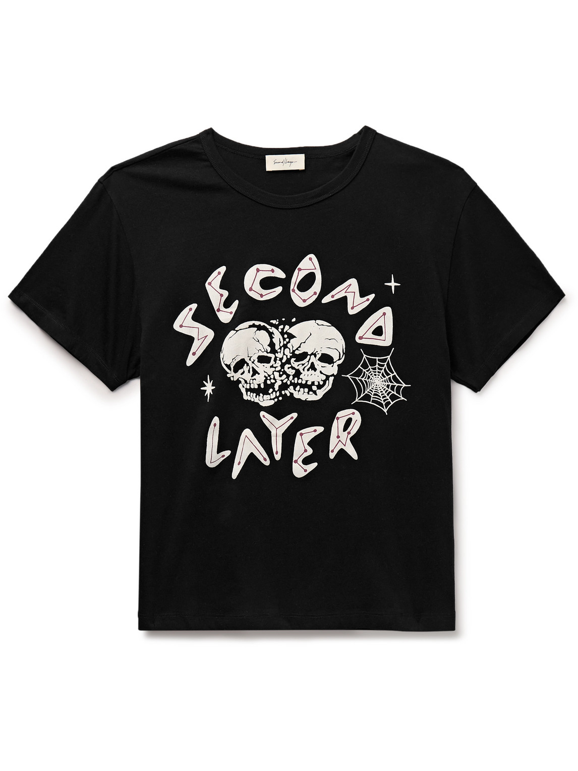 Second / Layer Skull Crush Printed Cotton-jersey T-shirt In Black