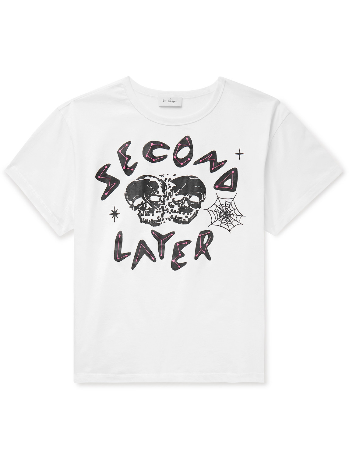 Second / Layer Skull Crush Printed Cotton-jersey T-shirt In White