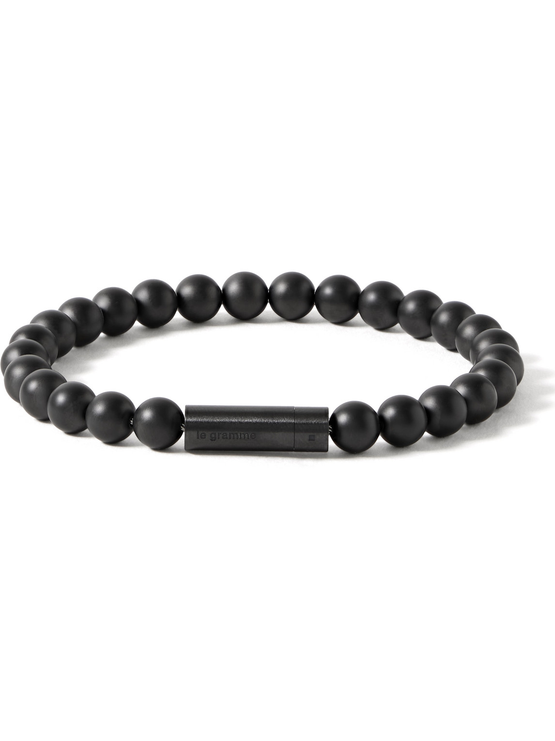 Le Gramme Le 28 Brushed-ceramic Beaded Bracelet In Black