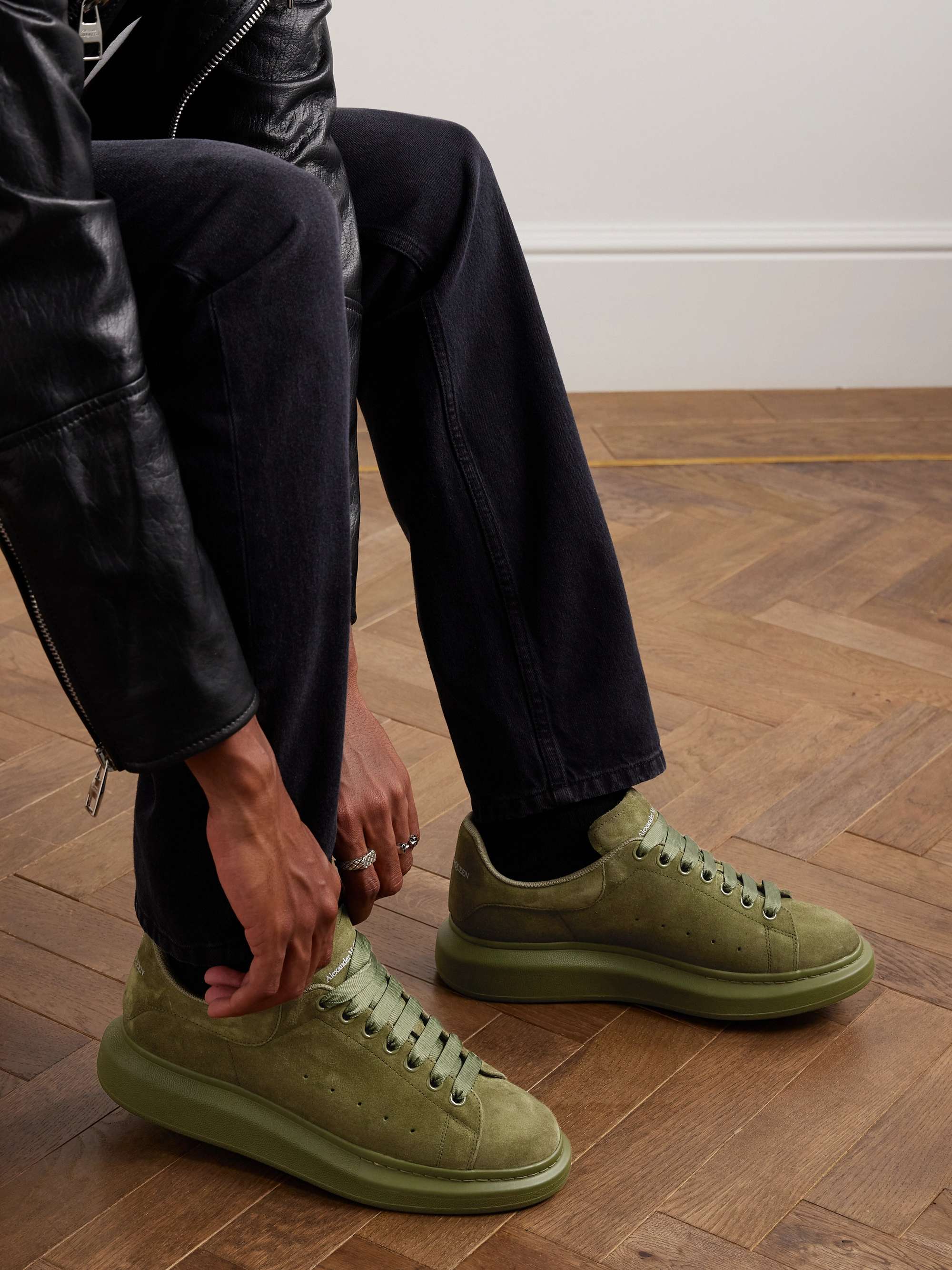 ALEXANDER MCQUEEN Exaggerated-Sole Leather Sneakers for Men | MR PORTER