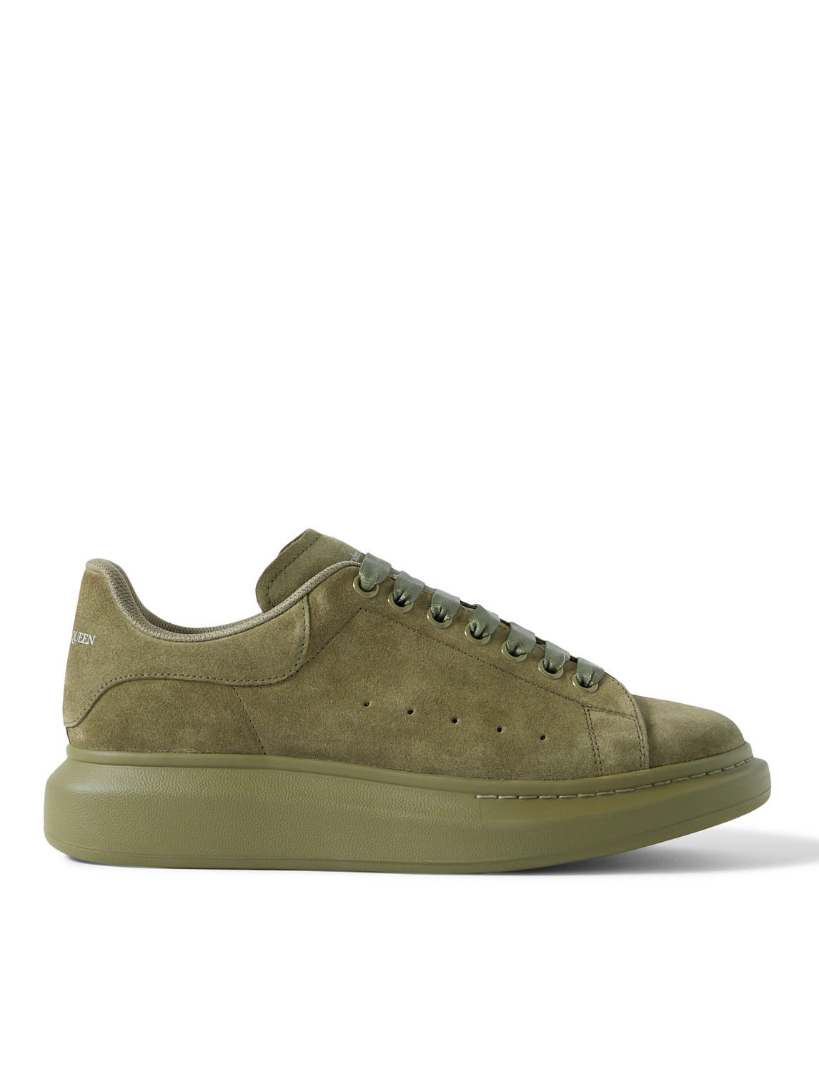 Alexander Mcqueen Exaggerated-sole Suede Sneakers In Green