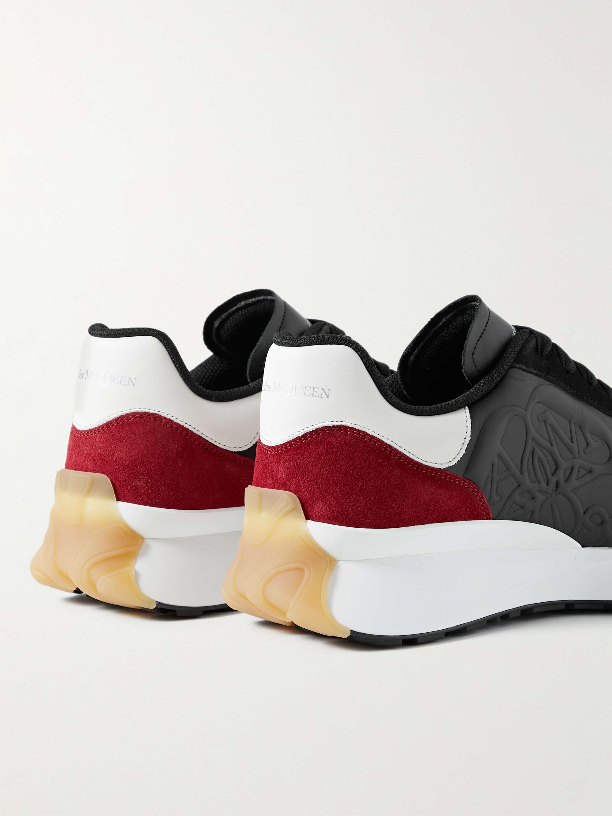 ALEXANDER MCQUEEN Sprint Runner Exaggerated-Sole Embossed Leather and Suede Sneakers