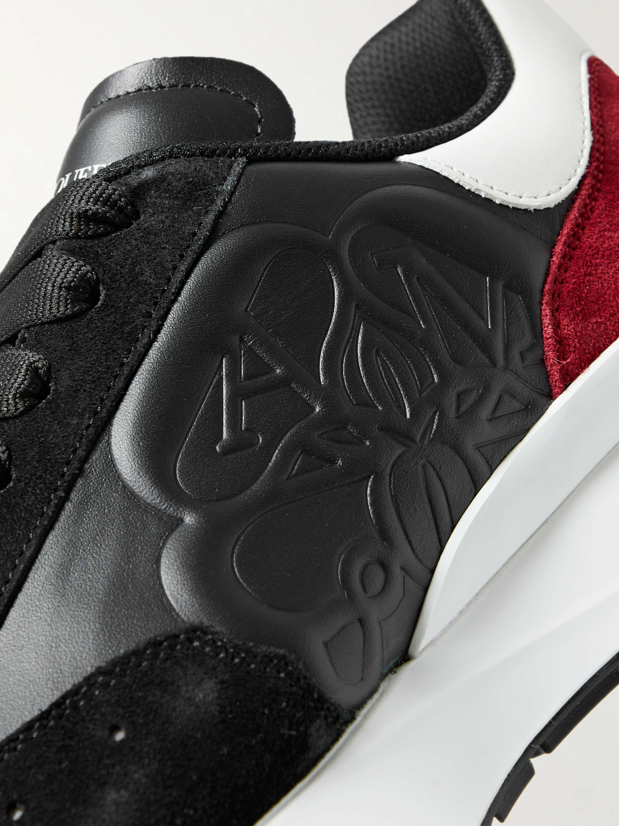 ALEXANDER MCQUEEN Sprint Runner Exaggerated-Sole Embossed Leather and Suede Sneakers