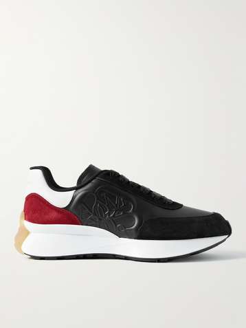 Shop Alexander McQueen Red Thick Sole Spray-Paint Leather Sneakers