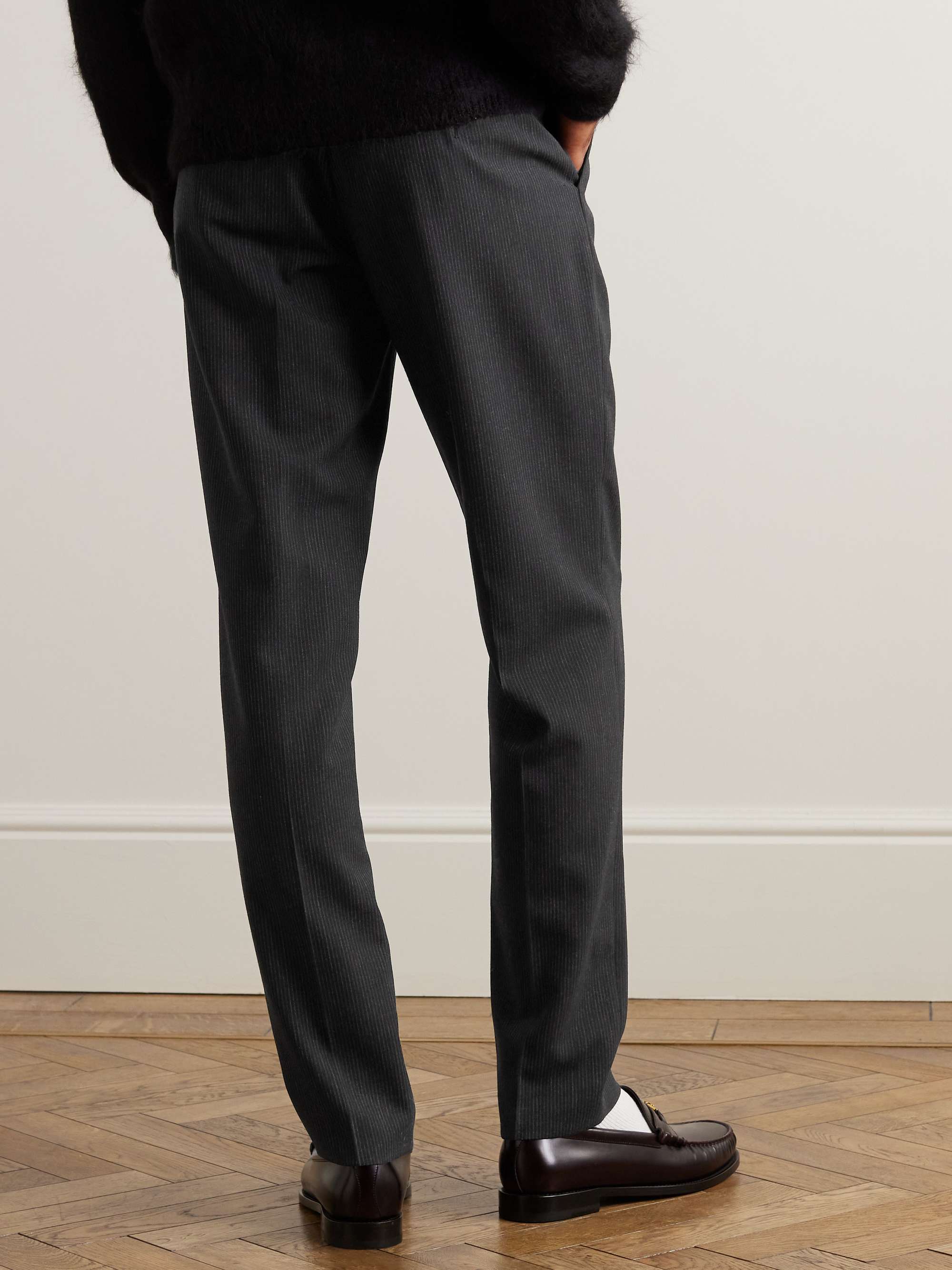 CELINE HOMME Pinstriped Wool Trousers for Men | MR PORTER