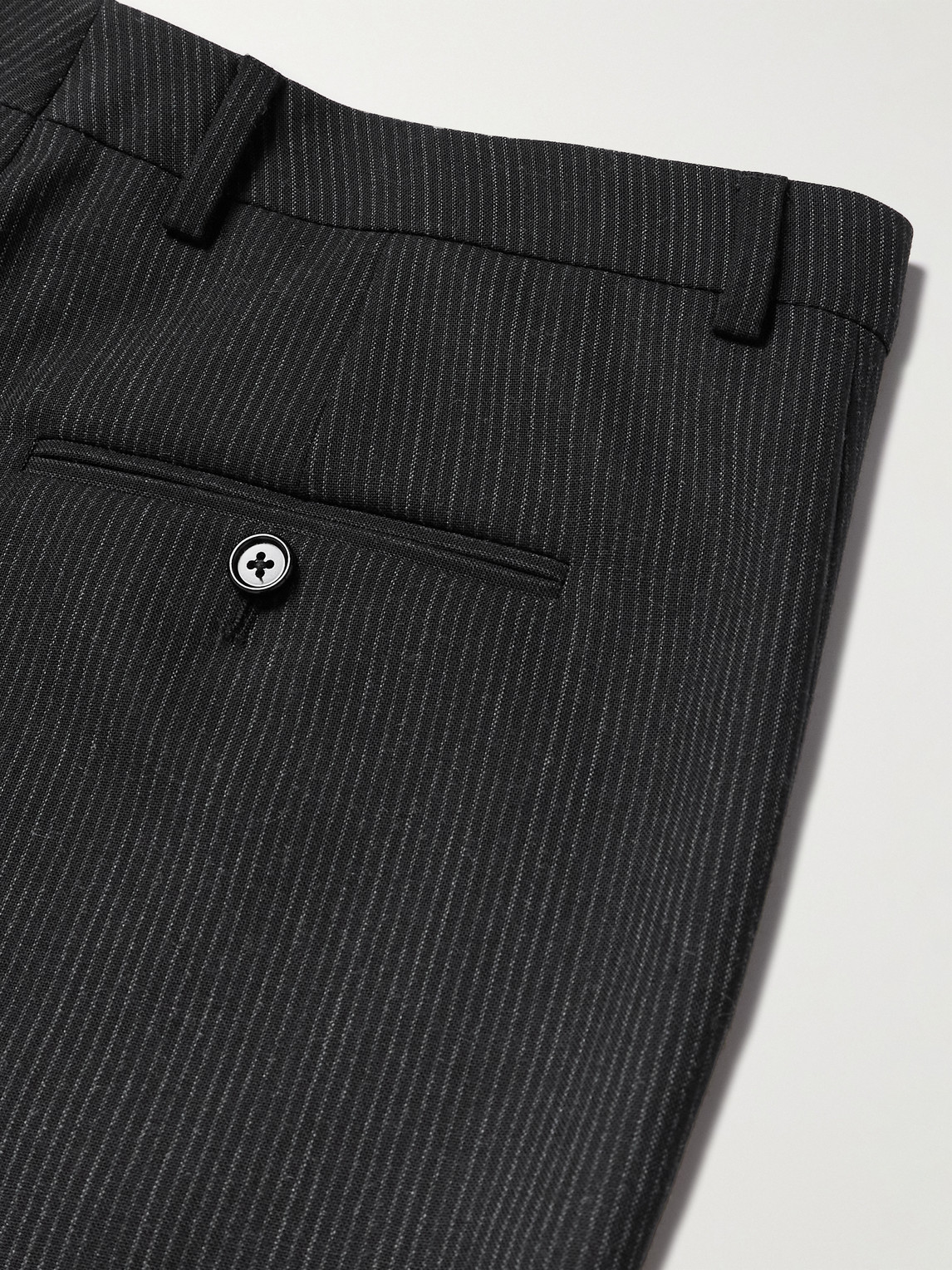 Celine Pinstriped Wool Trousers In Black