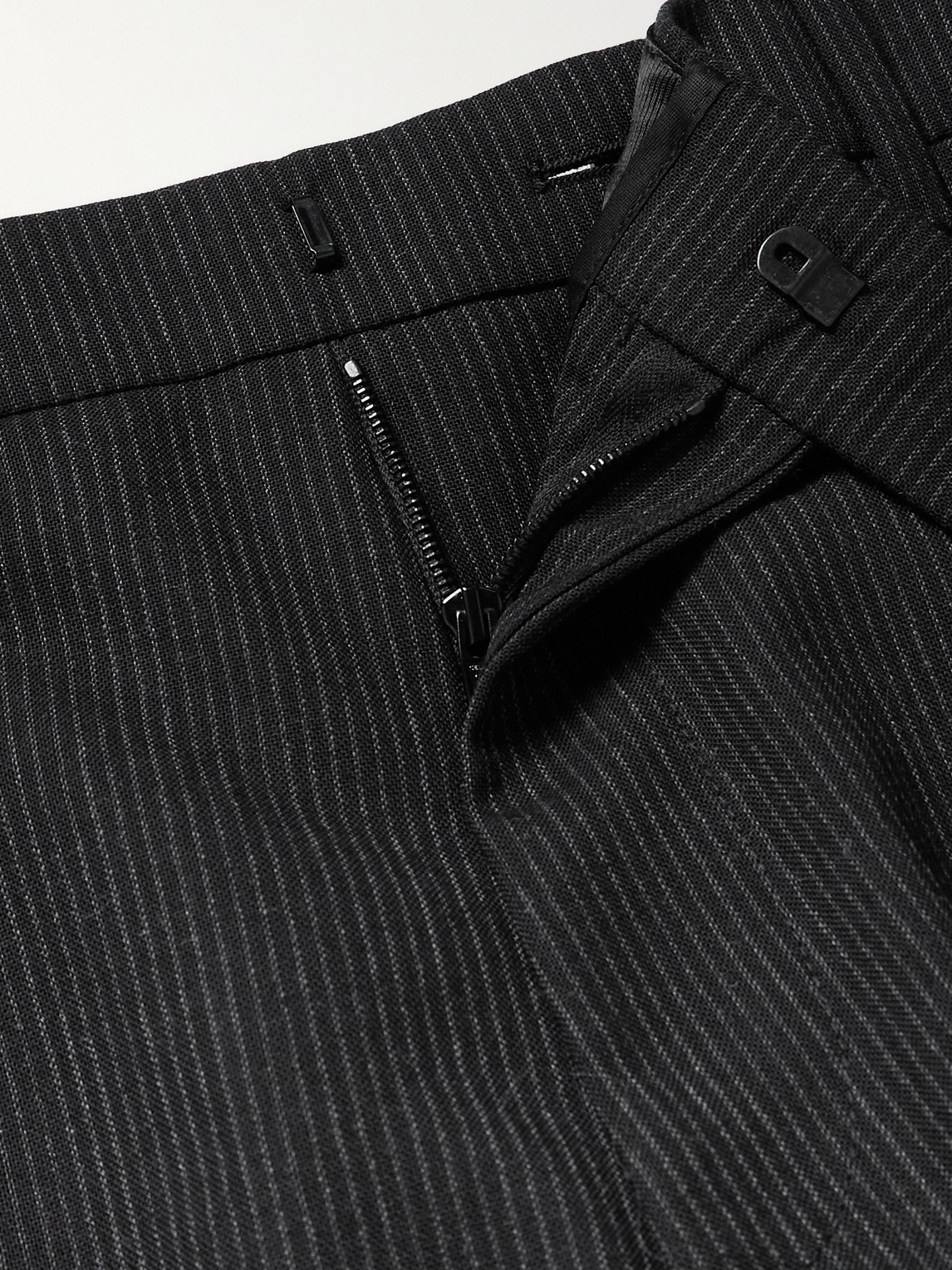 Celine Pinstriped Wool Trousers In Black