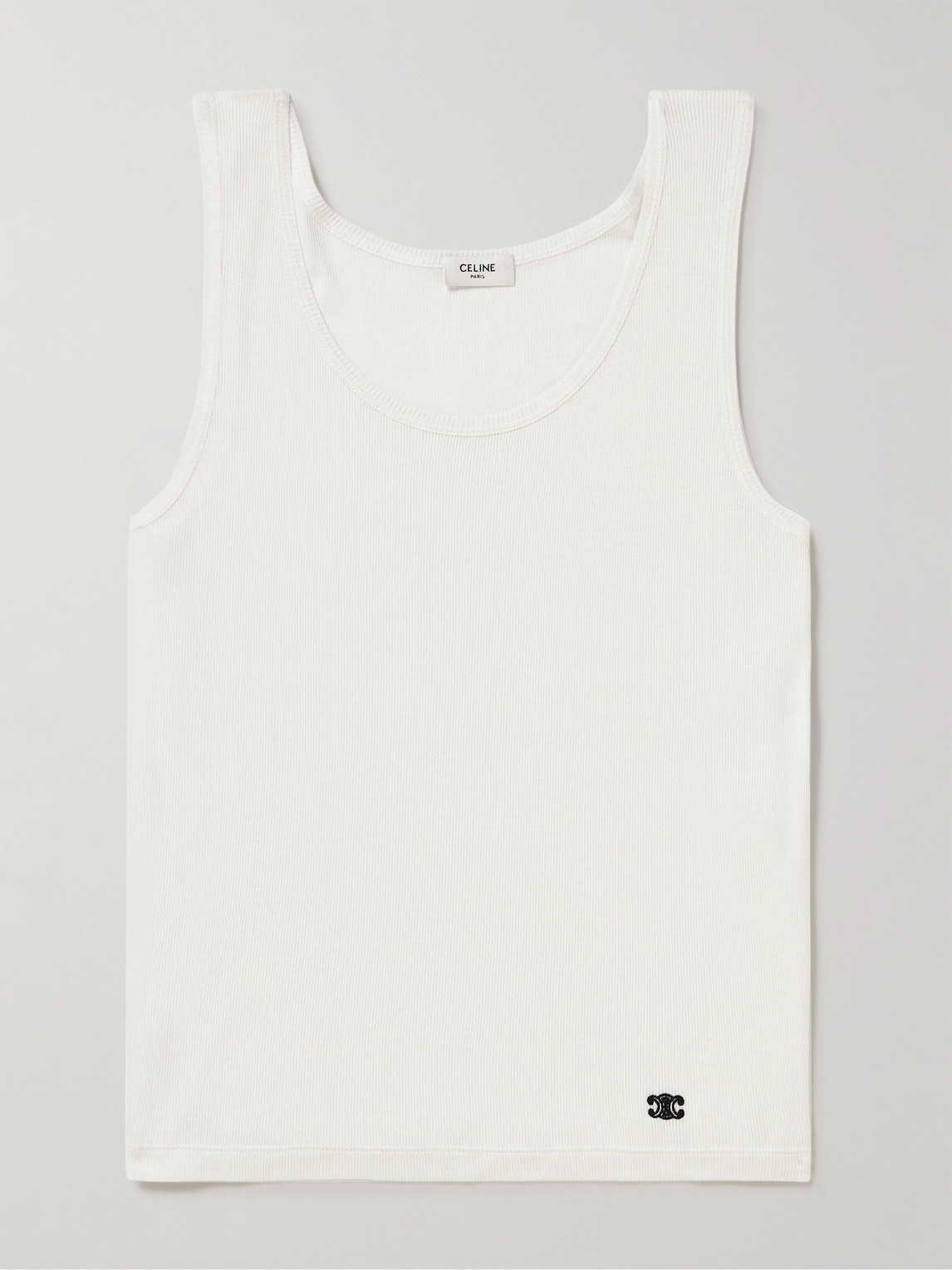 Logo-Embroidered Ribbed Silk and Cotton-Blend Tank Top