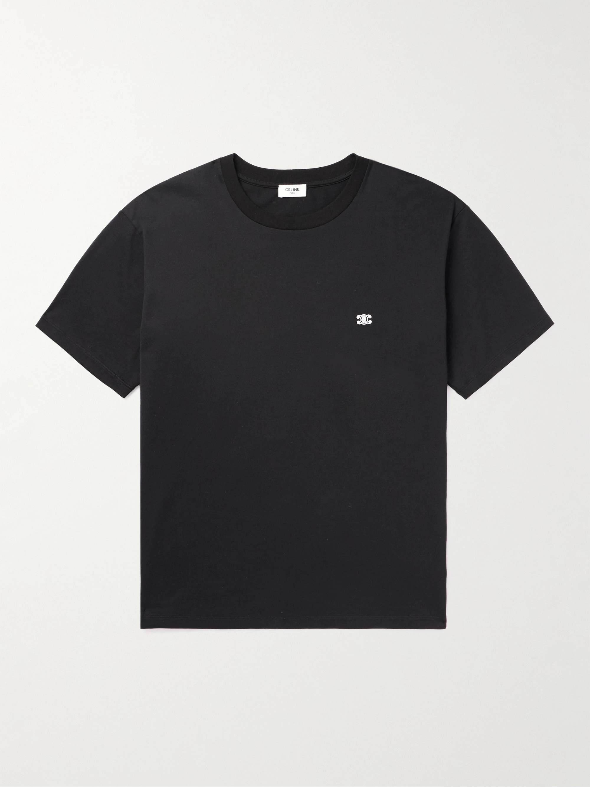 CELINE HOMME Logo-Embroidered Cotton-Jersey T-Shirt for Men | MR PORTER