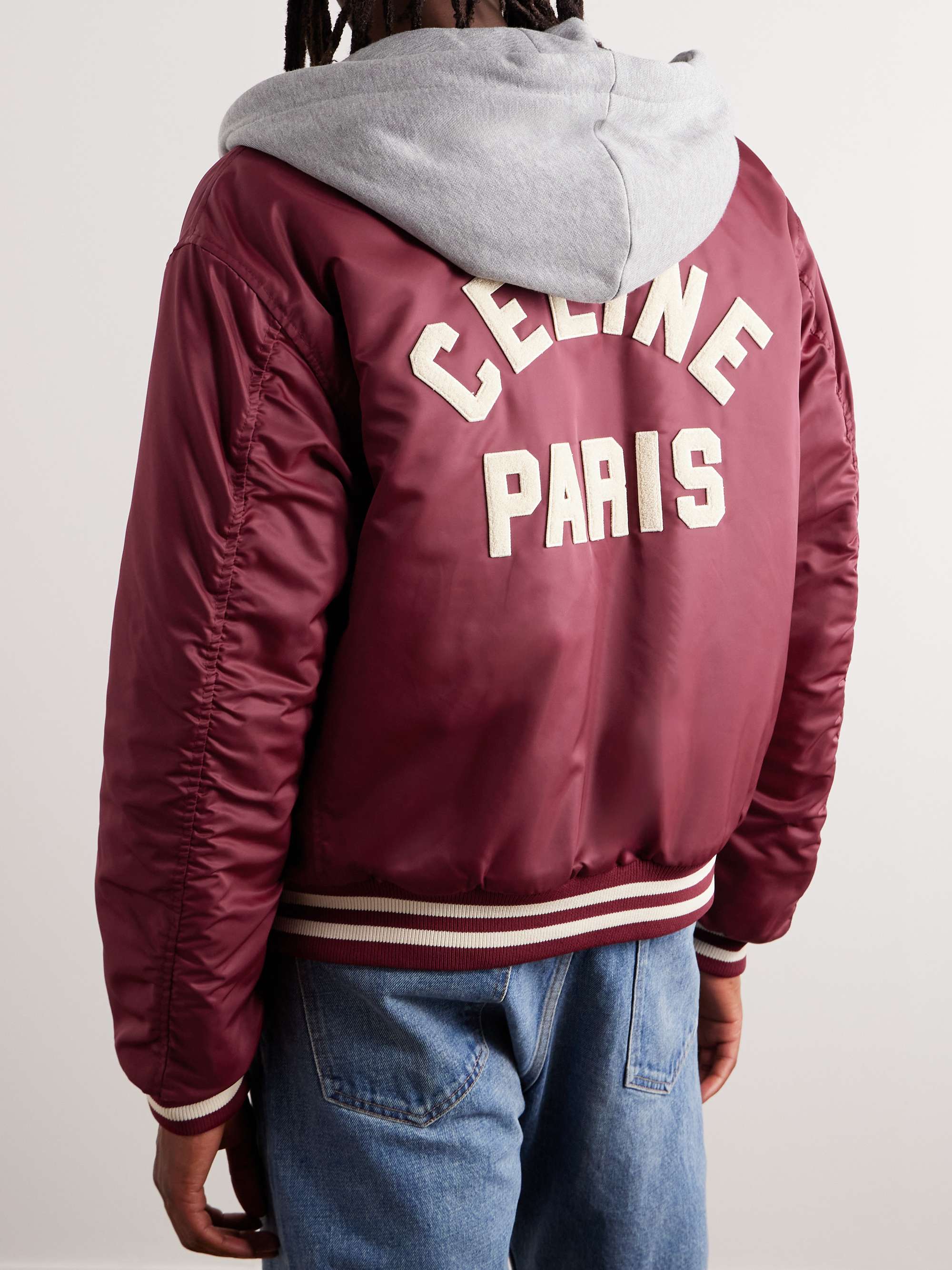 CELINE HOMME Logo-Appliquéd Padded Shell Hooded Varsity