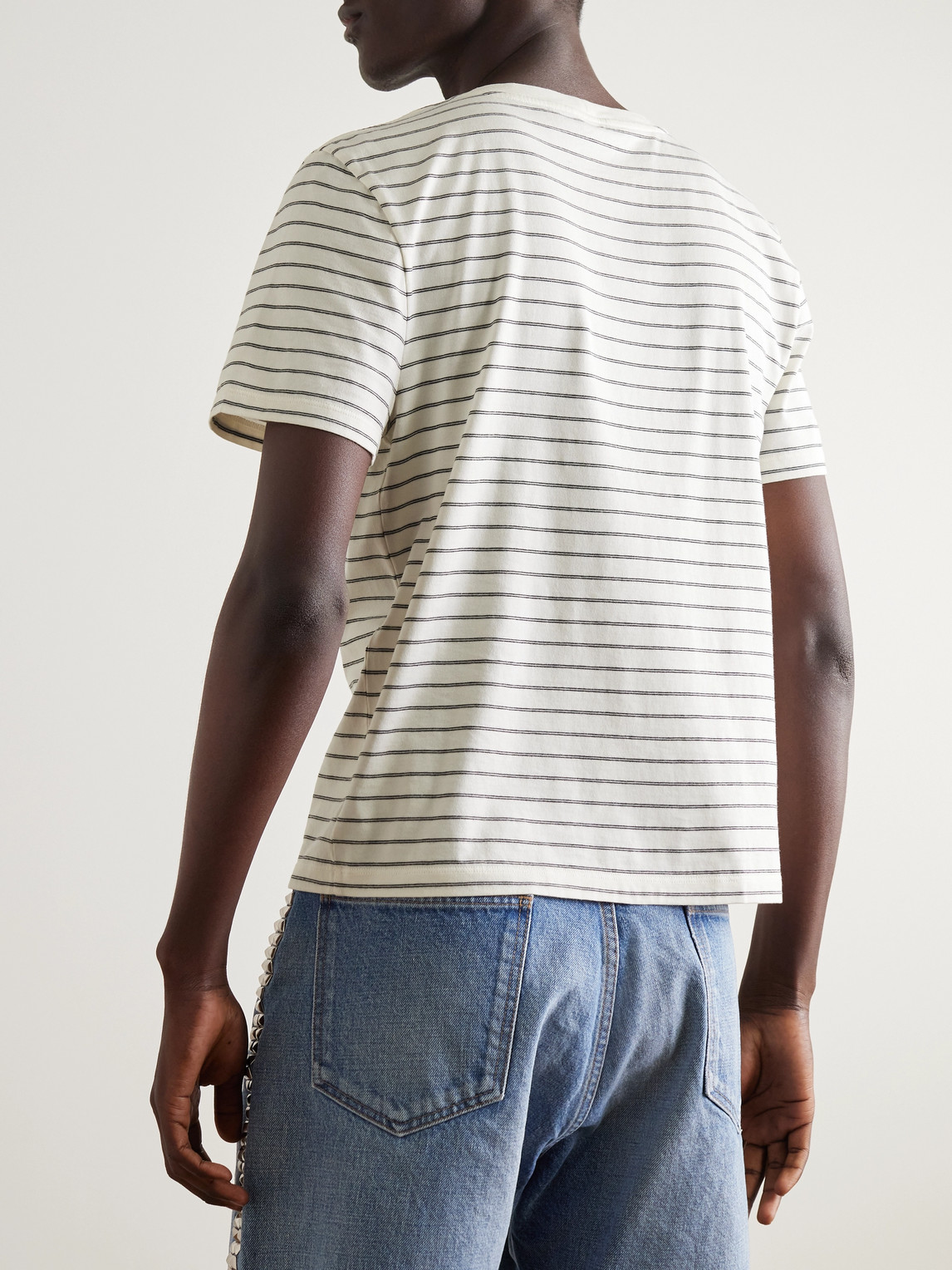 Celine Triomphe Logo-embroidered Striped Cotton-jersey T-shirt In Multi
