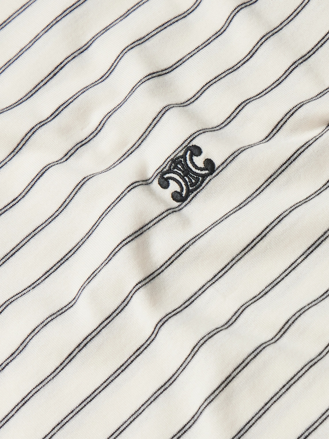 Celine Triomphe Logo-embroidered Striped Cotton-jersey T-shirt In Multi