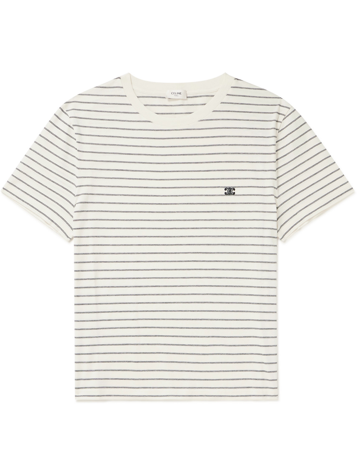 Celine Triomphe Logo-embroidered Striped Cotton-jersey T-shirt In Multi