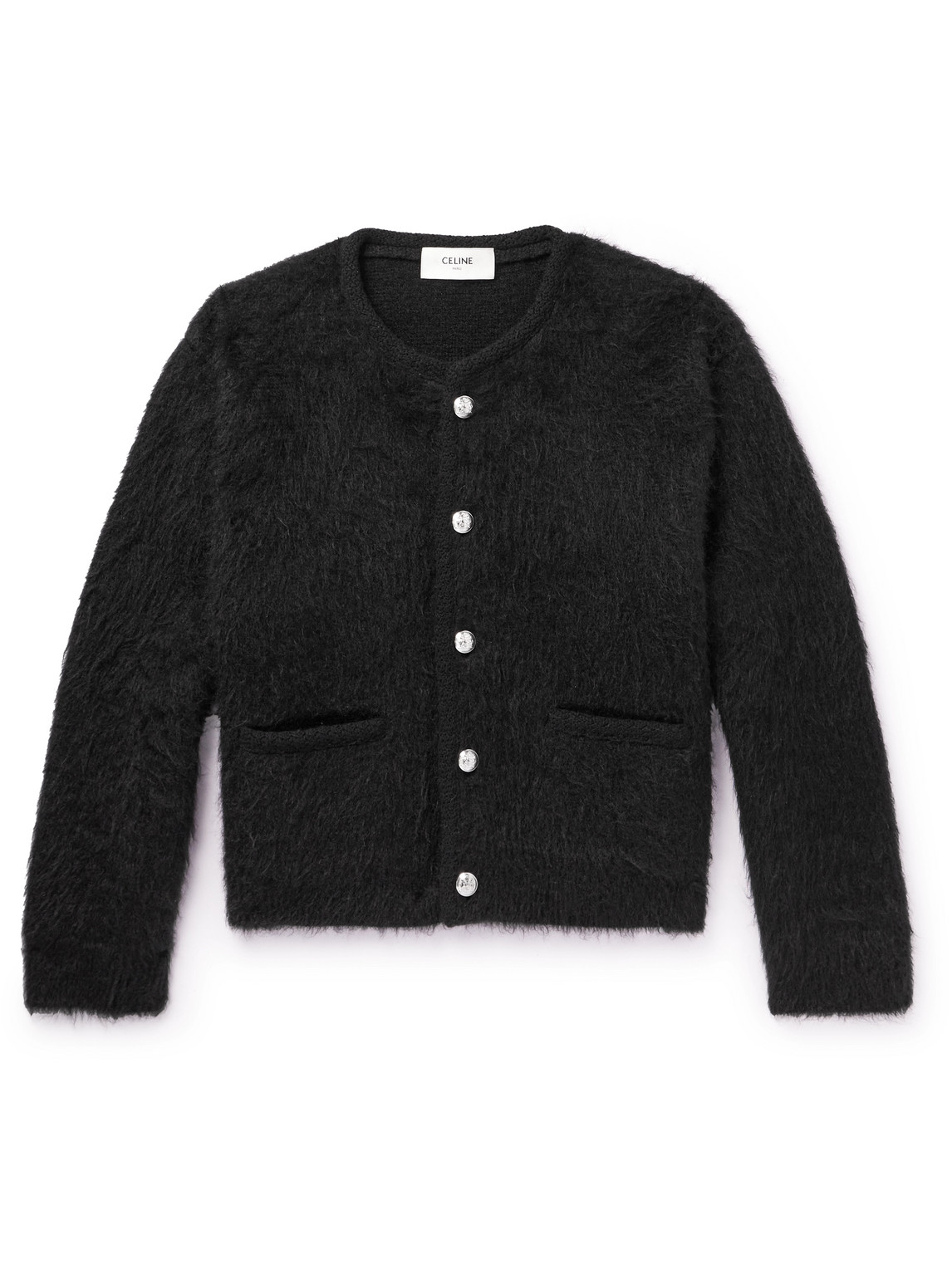 Celine Brushed Mohair-blend Cardigan In Black