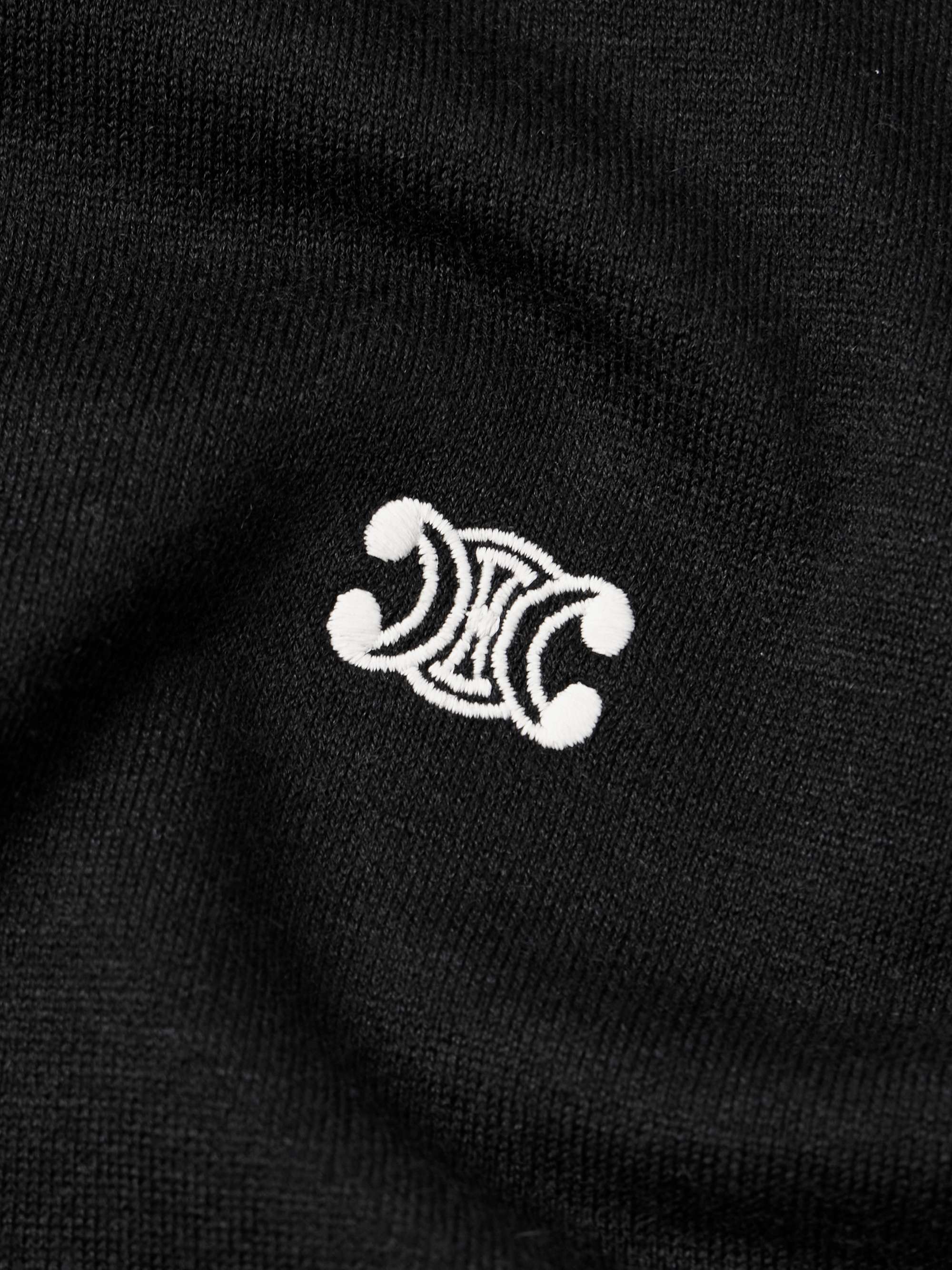 CELINE HOMME Logo-Embroidered Cotton and Cashmere-Blend Hoodie for Men ...