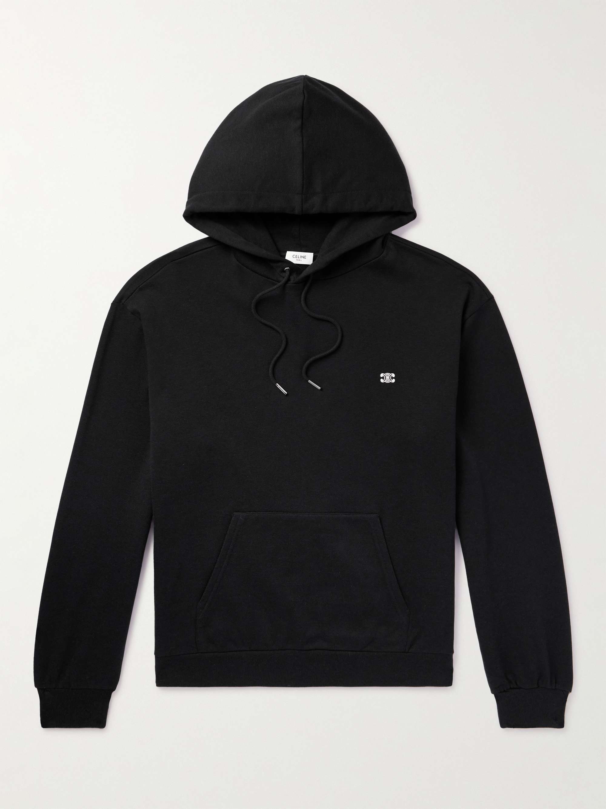 CELINE HOMME Logo-Embroidered Cotton and Cashmere-Blend Hoodie for Men | MR  PORTER