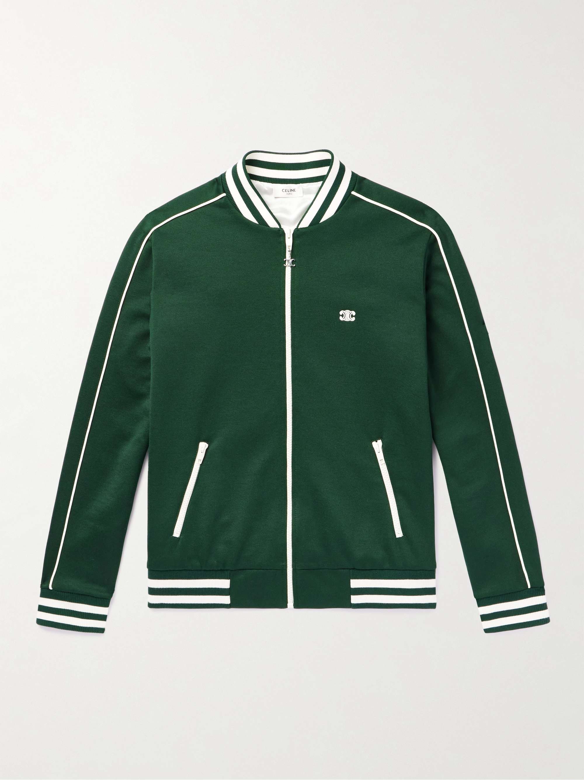CELINE HOMME Triomphe Logo-Embroidered Jersey Track Jacket