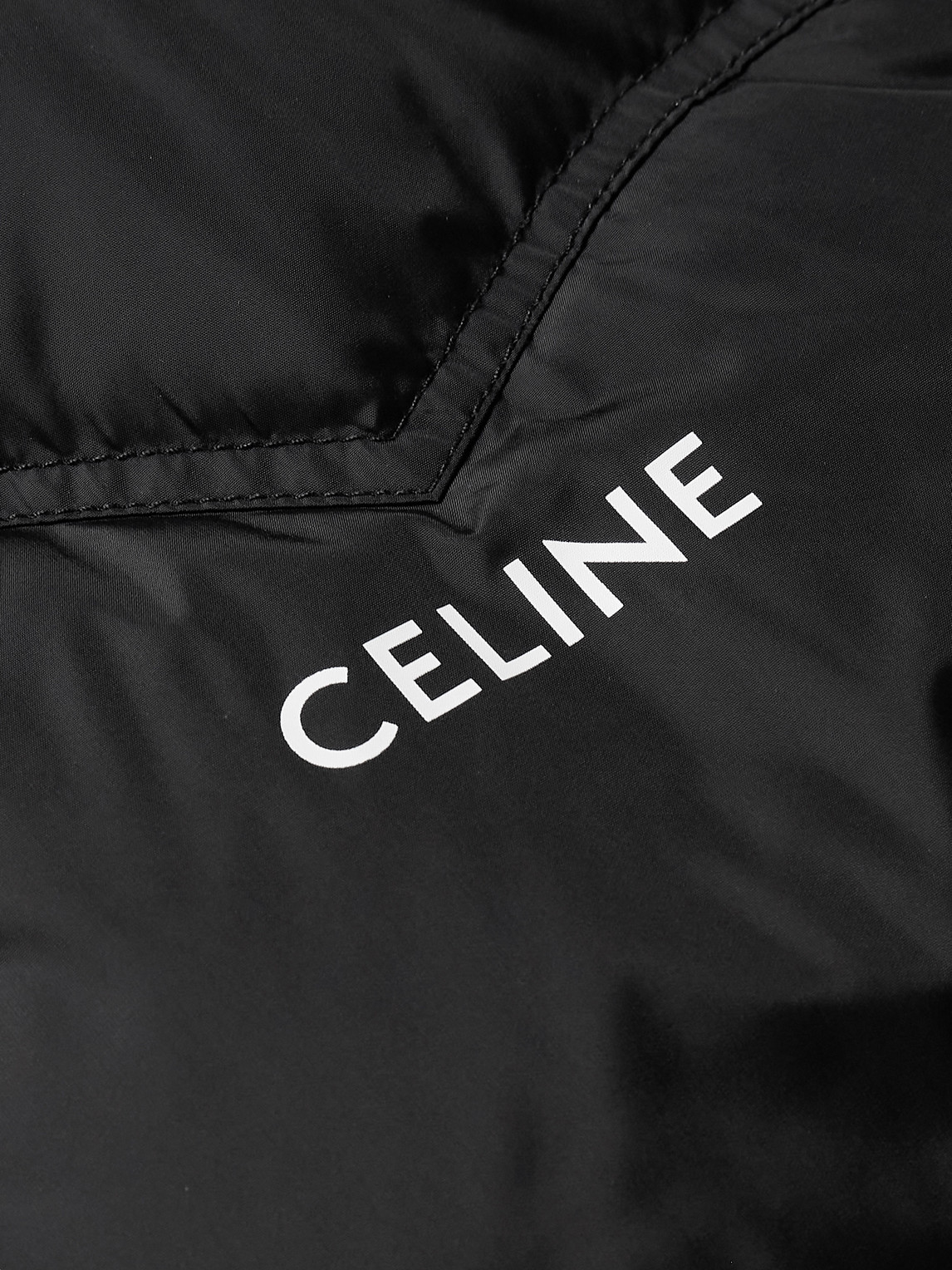Celine Logo-print Shell Down Jacket In Black