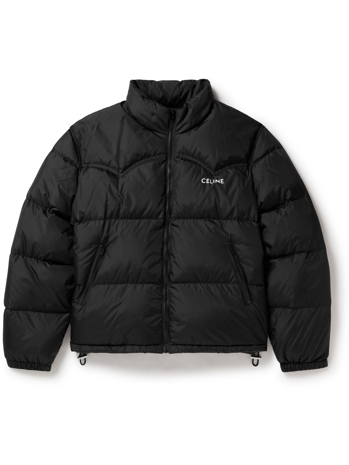 Celine Logo-print Shell Down Jacket In Black