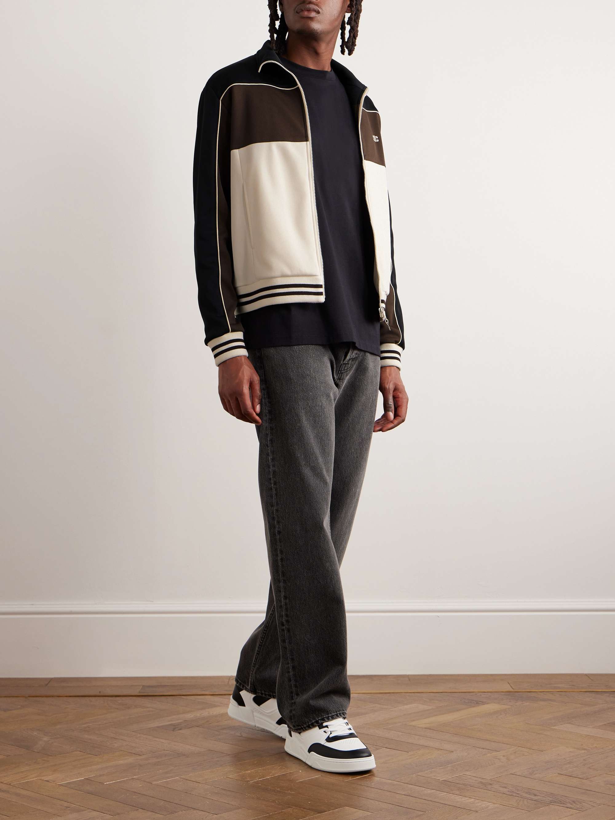 CELINE HOMME Triomphe Logo-Embroidered Colour-Block Jersey CELINE HOMME Triomphe Logo-Embroidered Colour-Block Jersey