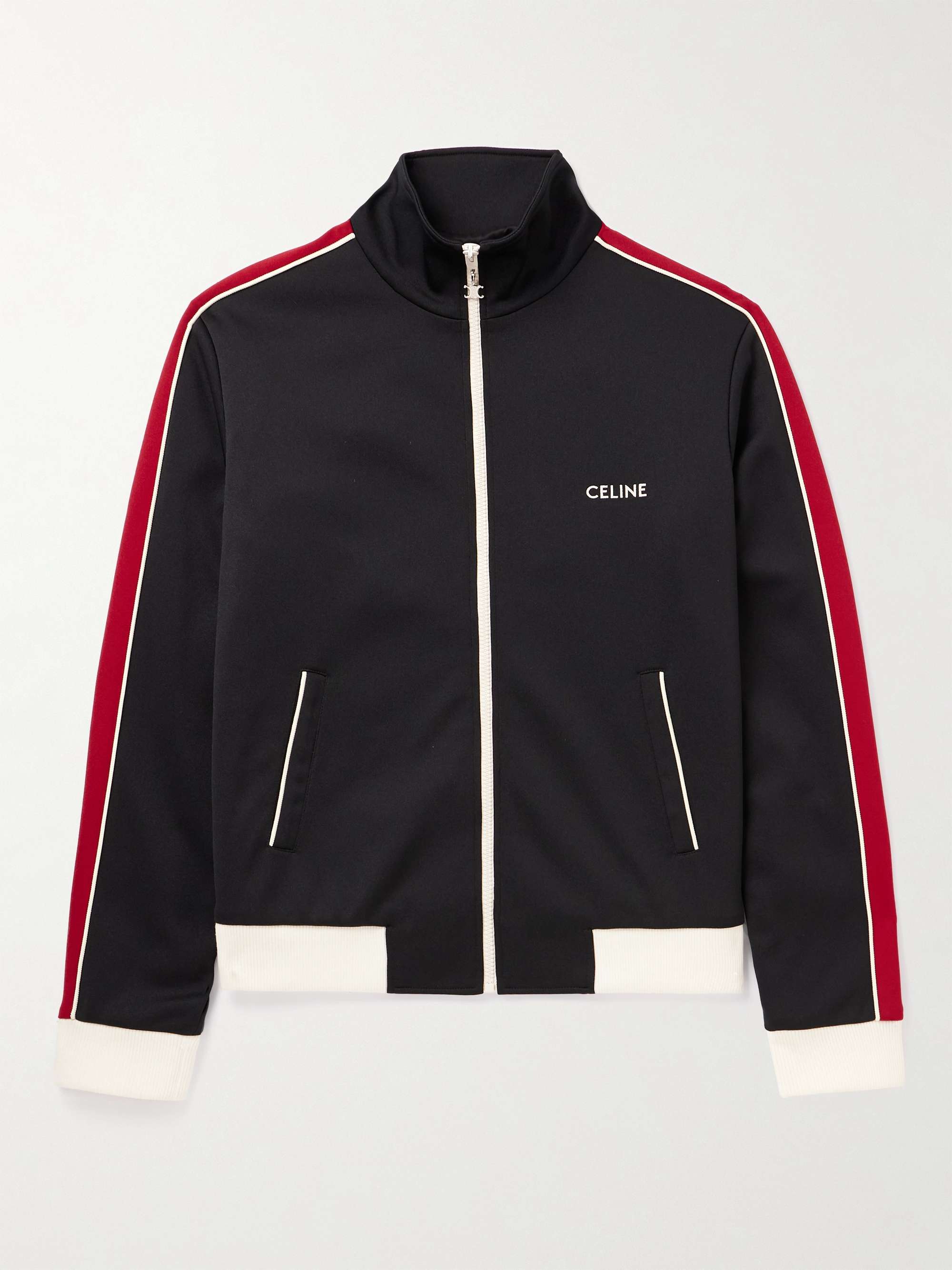 Logo-Embroidered Striped Tech-Jersey Track Jacket