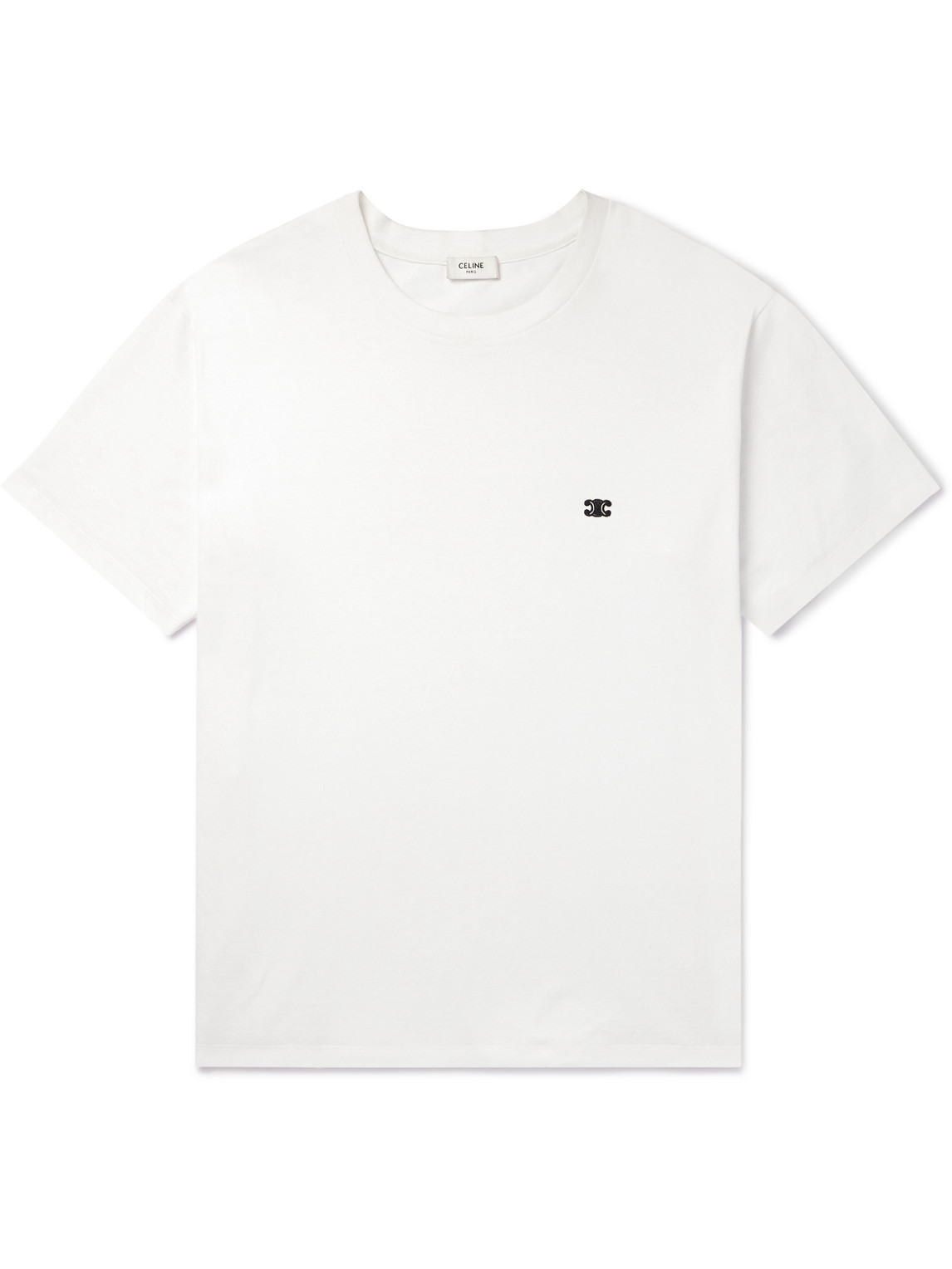 Celine T-shirt With Round Neck And Short Sleeves In White
