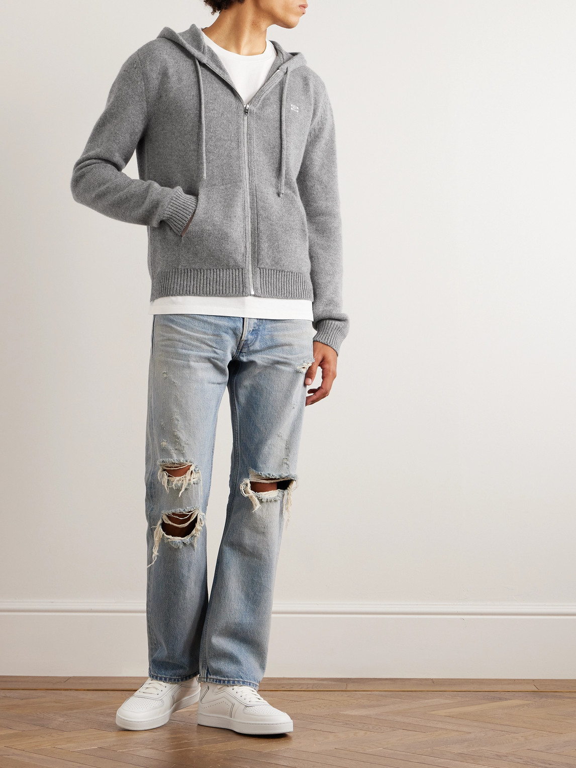 Logo-Embroidered Wool and Cashmere-Blend Hoodie — 2