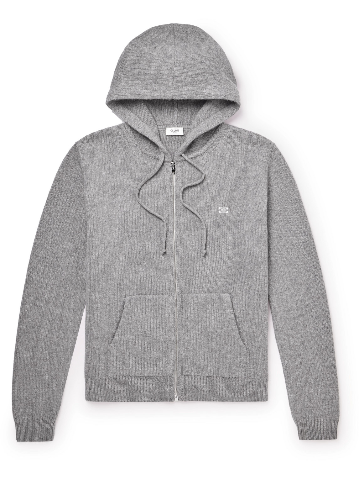 Celine Logo-embroidered Wool And Cashmere-blend Hoodie In Animal Print