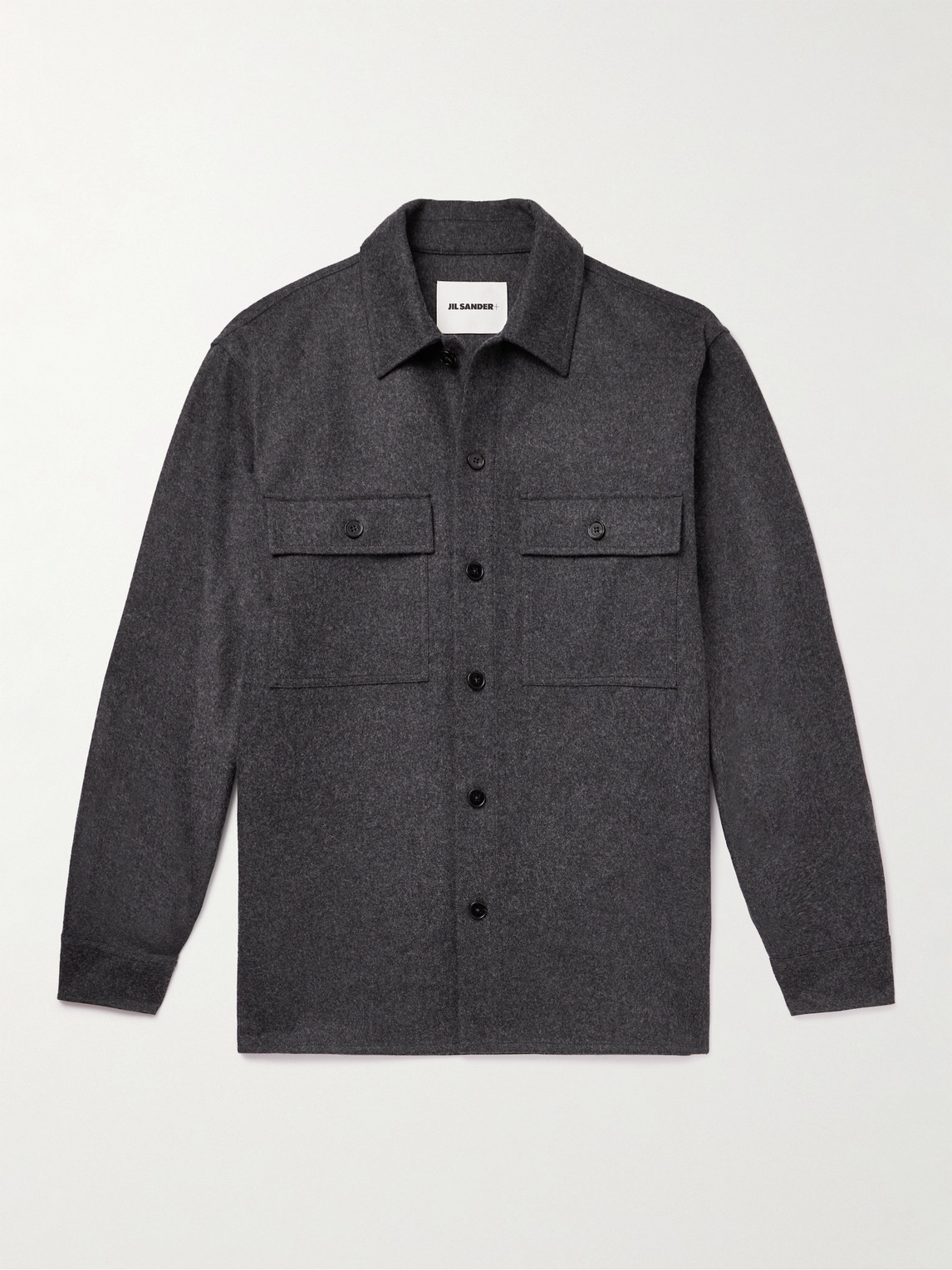 Jil Sander Virgin Wool Flannel Shirt Jacket In Dark_grey