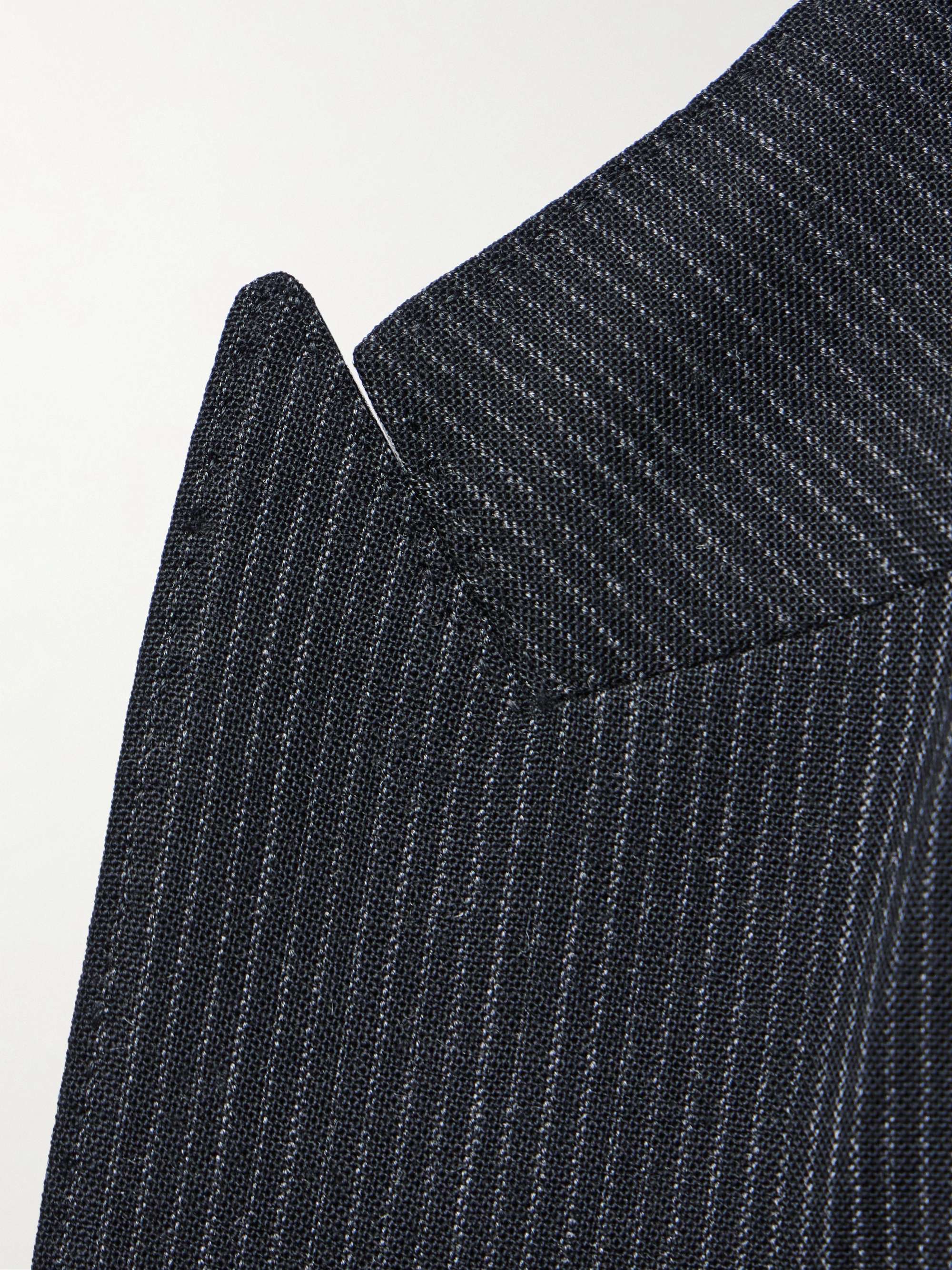 CELINE HOMME Slim-Fit Double-Breasted Pinstriped Wool Blazer for Men ...