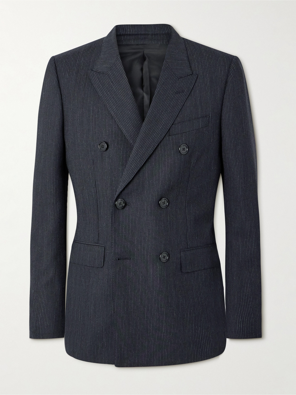 Slim-Fit Double-Breasted Pinstriped Wool Blazer