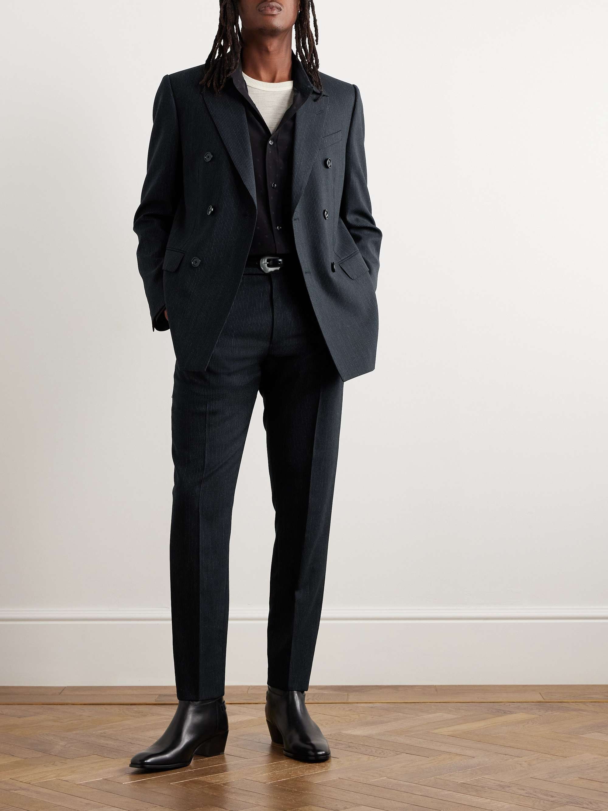 Tailored-Fit Double-Breasted Suit Blazer