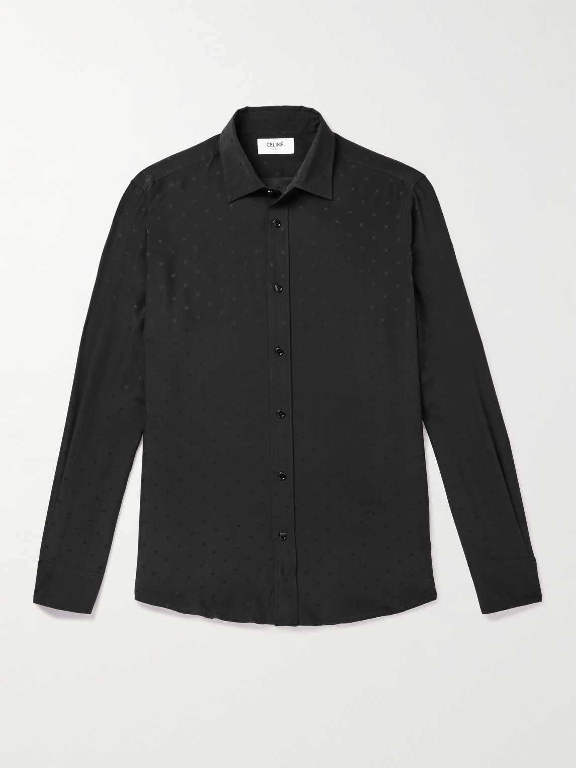 Silk-Satin Jacquard Shirt